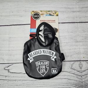 Bearded dragon biker costume with helmet.